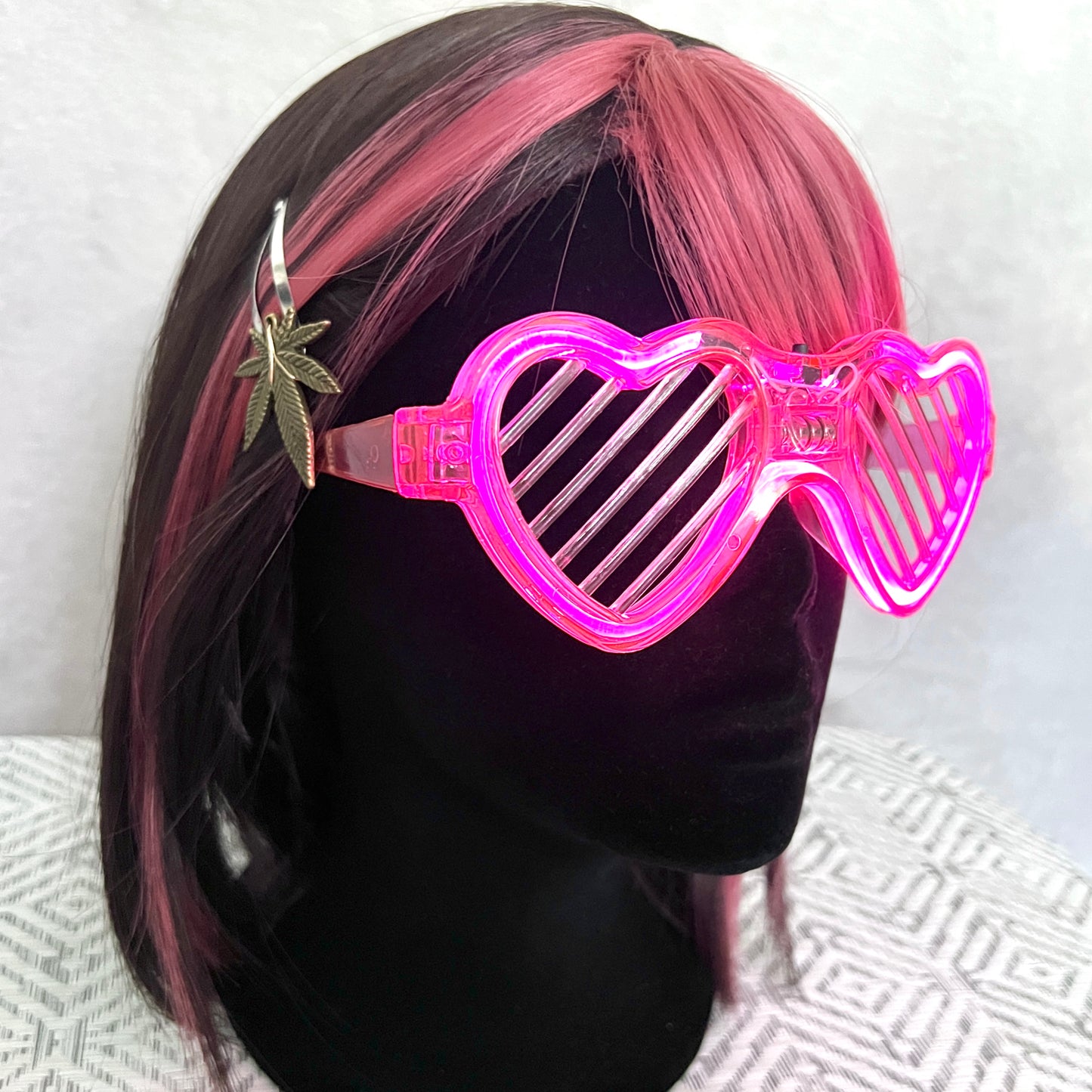 Neon Glow Heart Shutter Shades Sunglasses