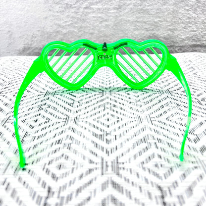 Neon Glow Heart Shutter Shades Sunglasses