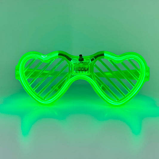 Neon Glow Heart Shutter Shades Sunglasses