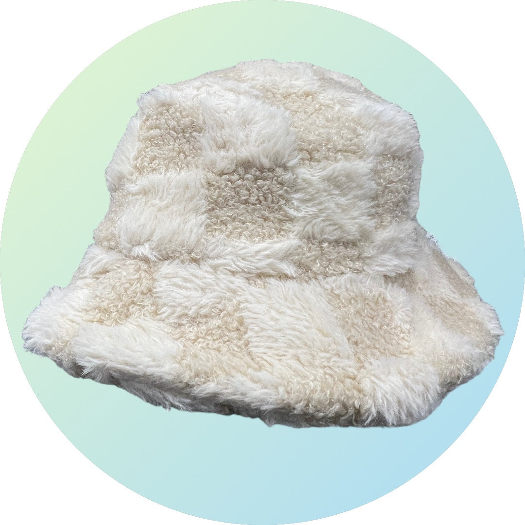 Fur Checkerboard Festival Bucket Hat