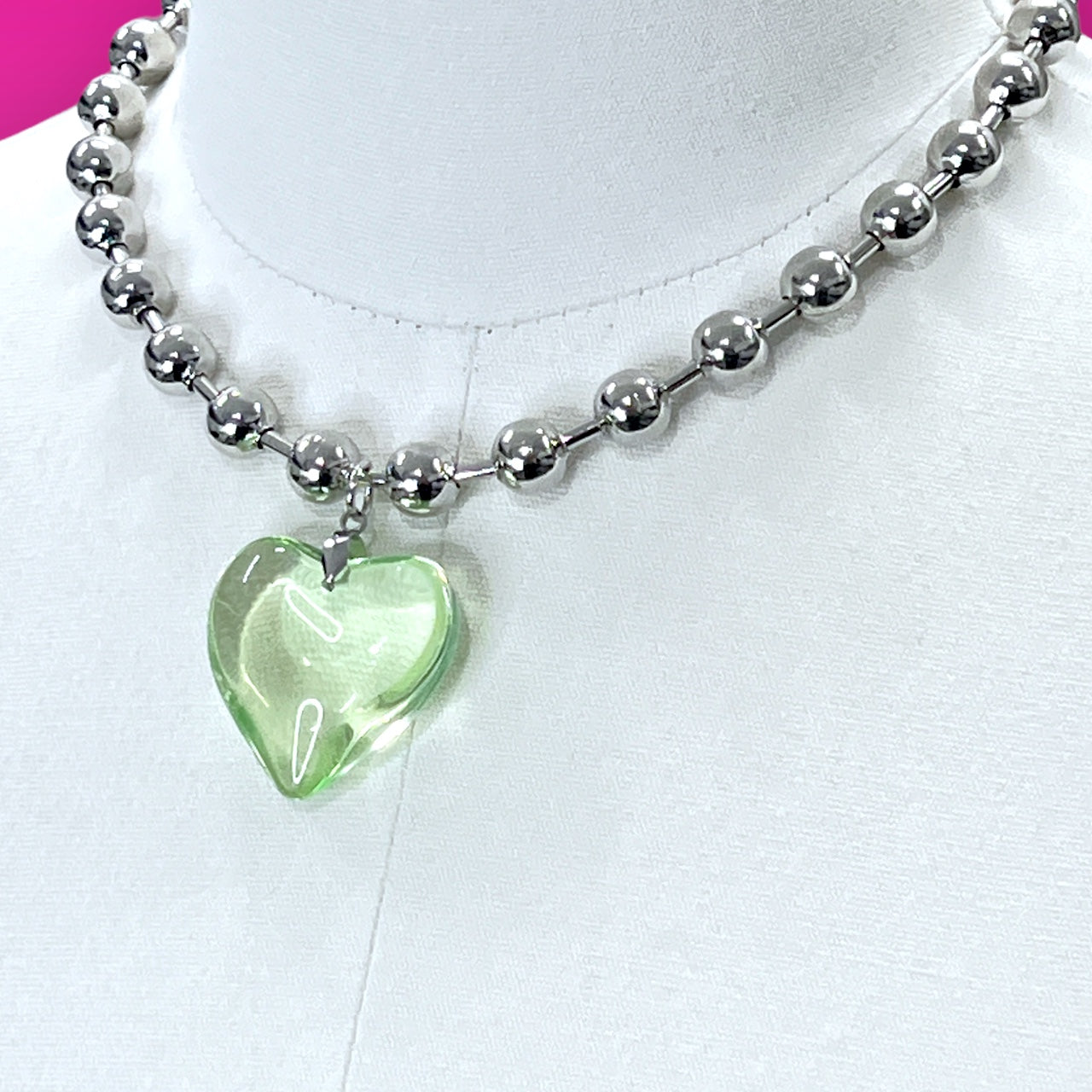 Y2K Crystal Heart Choker Necklace