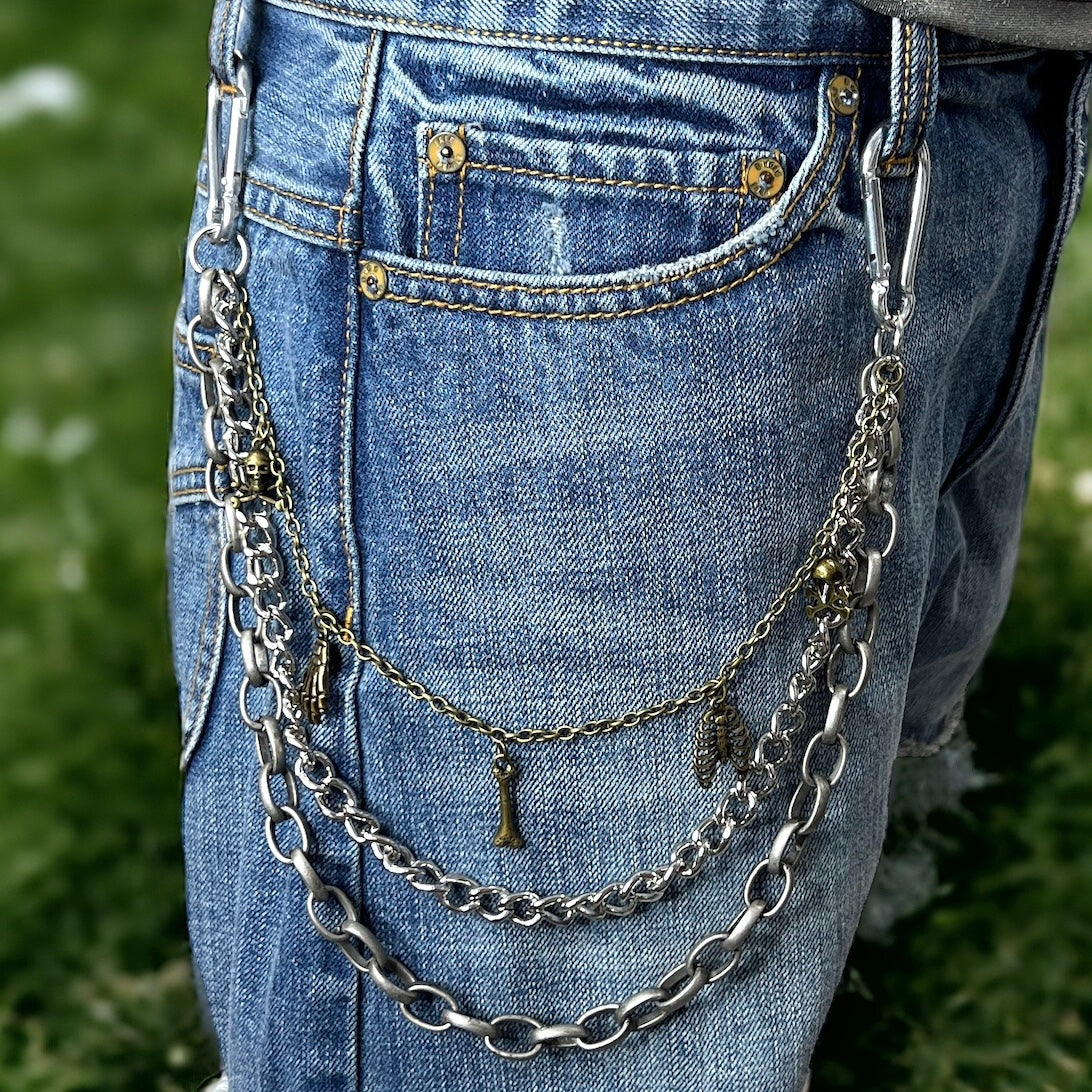 Dread Pirate's Triple Layer Pocket Chain with Macabre Charms