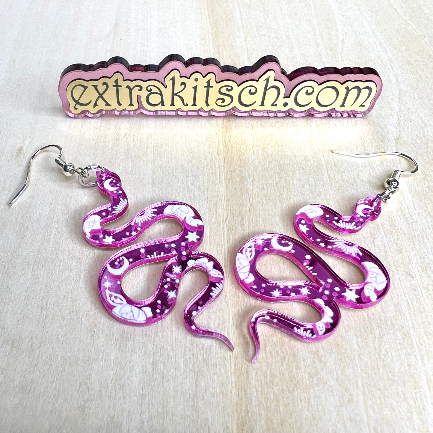 Pink Snake Earrings