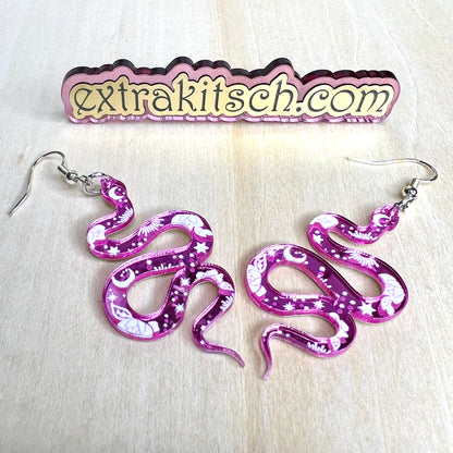 Pink Snake Earrings