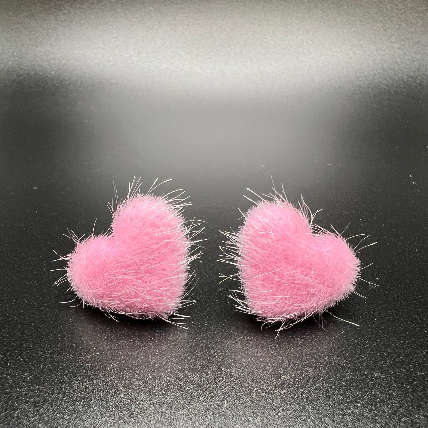 Adorable Pink Fuzzy Teddy Bear Heart Earrings – a sweet Valentine's Day gift. Handmade with love for a cozy and stylish touch. Shop now at Extra Kitsch!