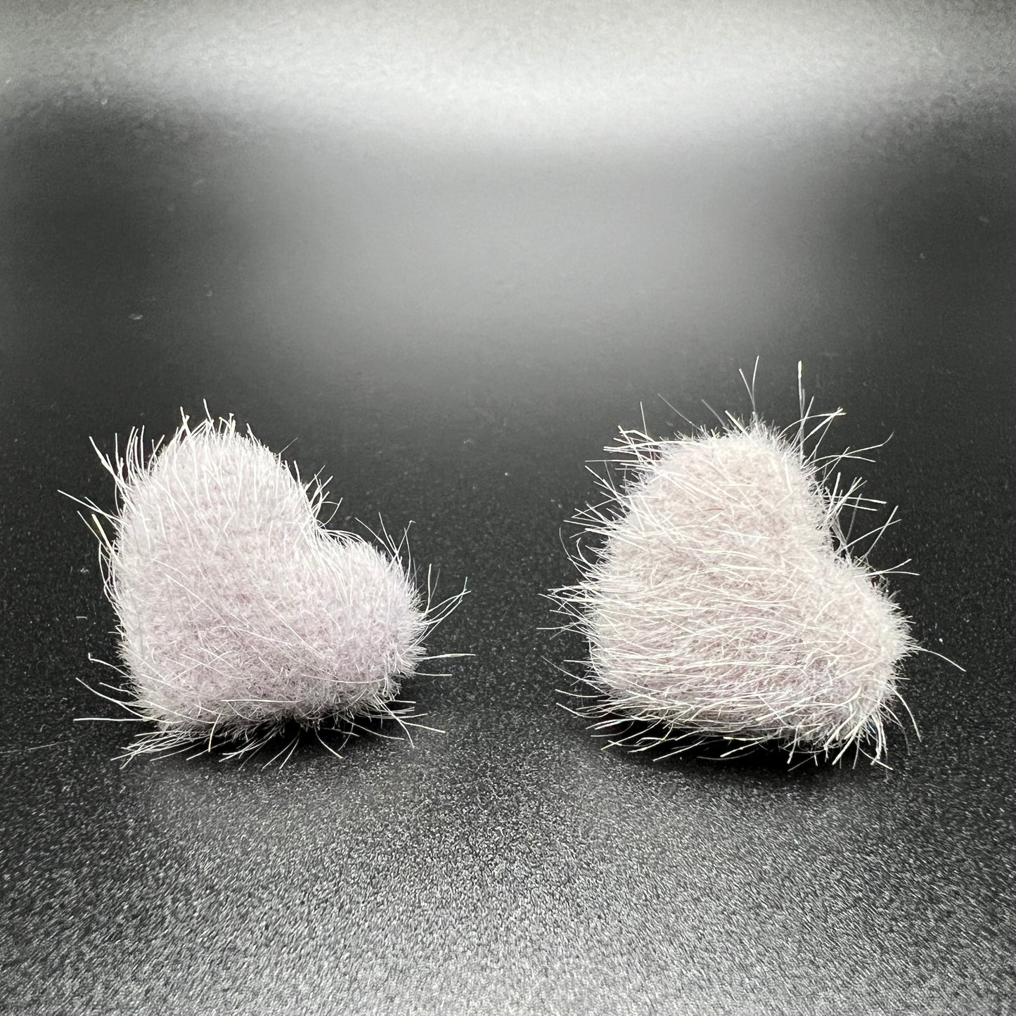 Heart Earrings - Fuzzy Teddy Bear Fur Valentine Gift Stud Earrings