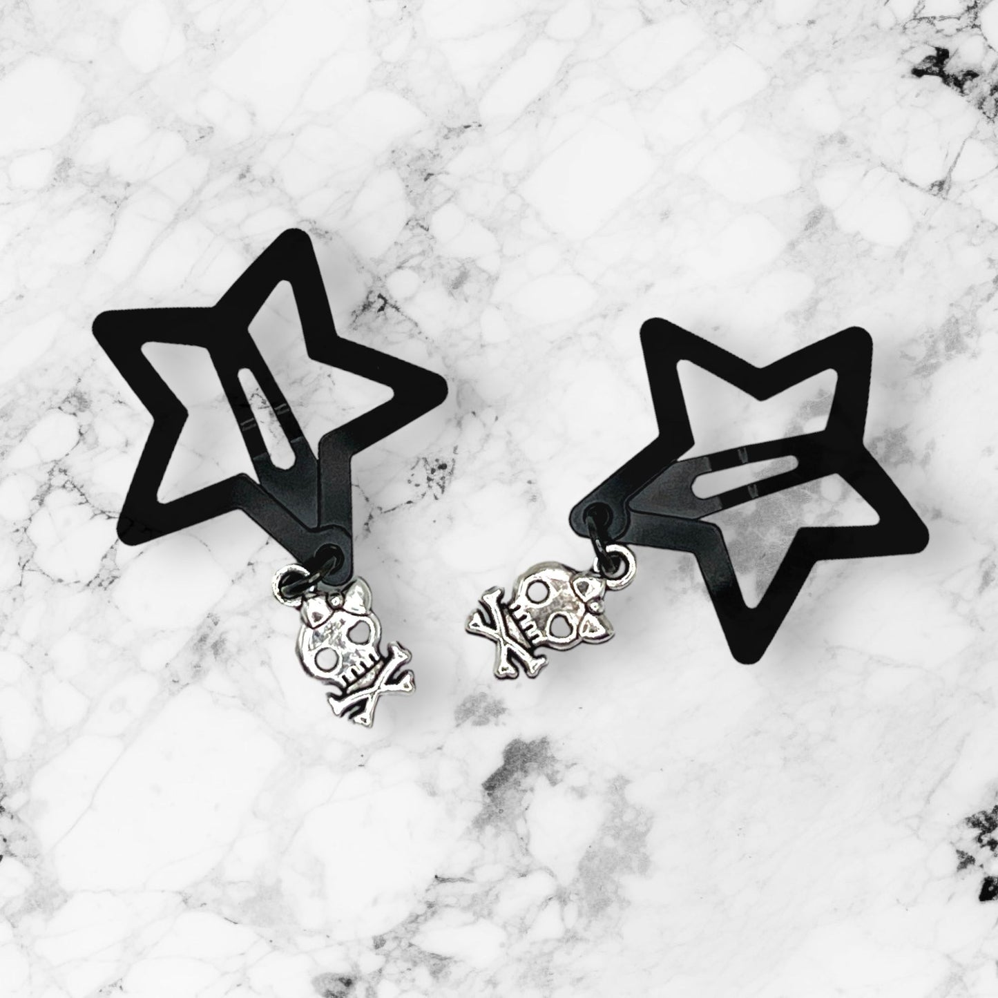 Y2K Skull and Crossbones Mini Star Hair Clips