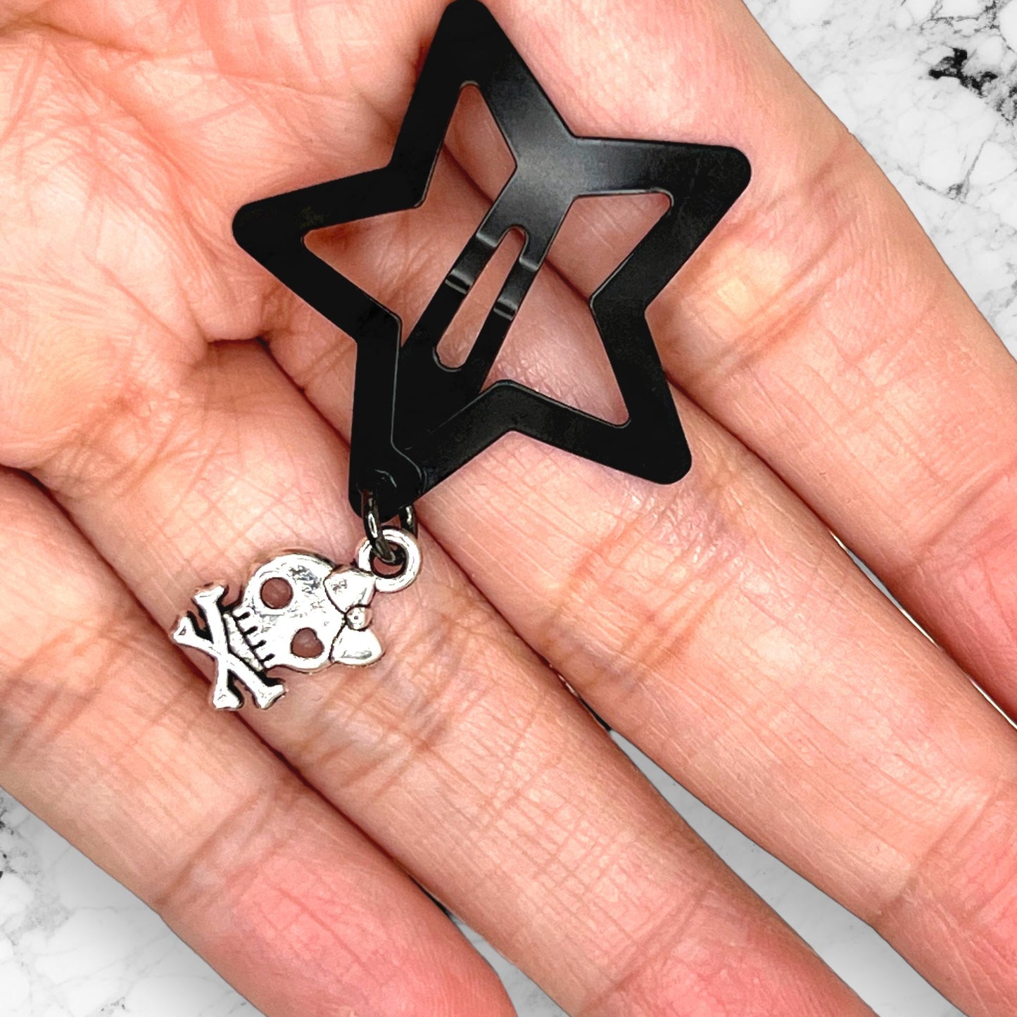 Y2K Skull and Crossbones Mini Star Hair Clips