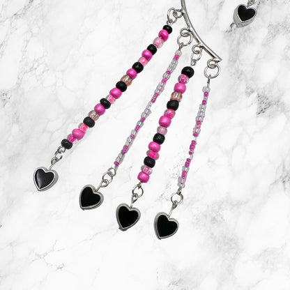 Hot Pink Beaded Behind the Ear Cuff Earring