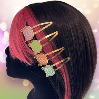 Trippy Kitty Swirly Pop Hair Clips