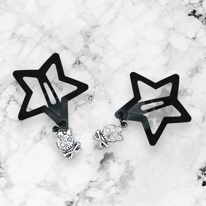 Y2K Skull and Crossbones Mini Star Hair Clips