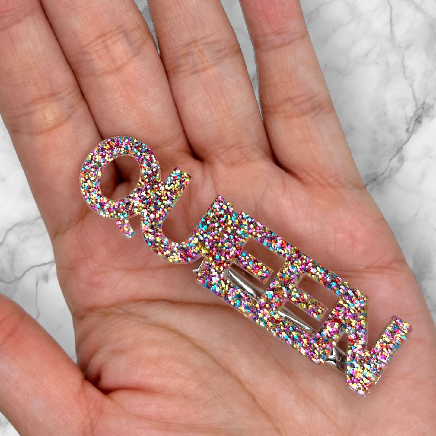 Queen B Glitter Hair Clip